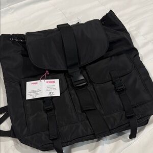 PINK Victoria's Secret Black Backpack with Pink Lining